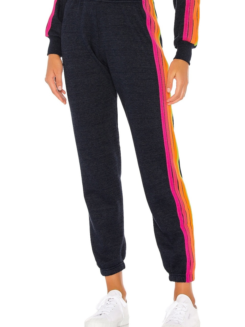 Aviator Nation Women’s 5 Stripe Sweatpants in Heather Navy Neon